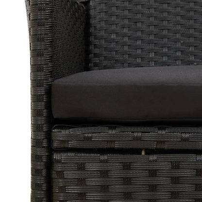 vidaXL Chaises de jardin avec coussins d'assise 2 pcs Résine tressée Noir