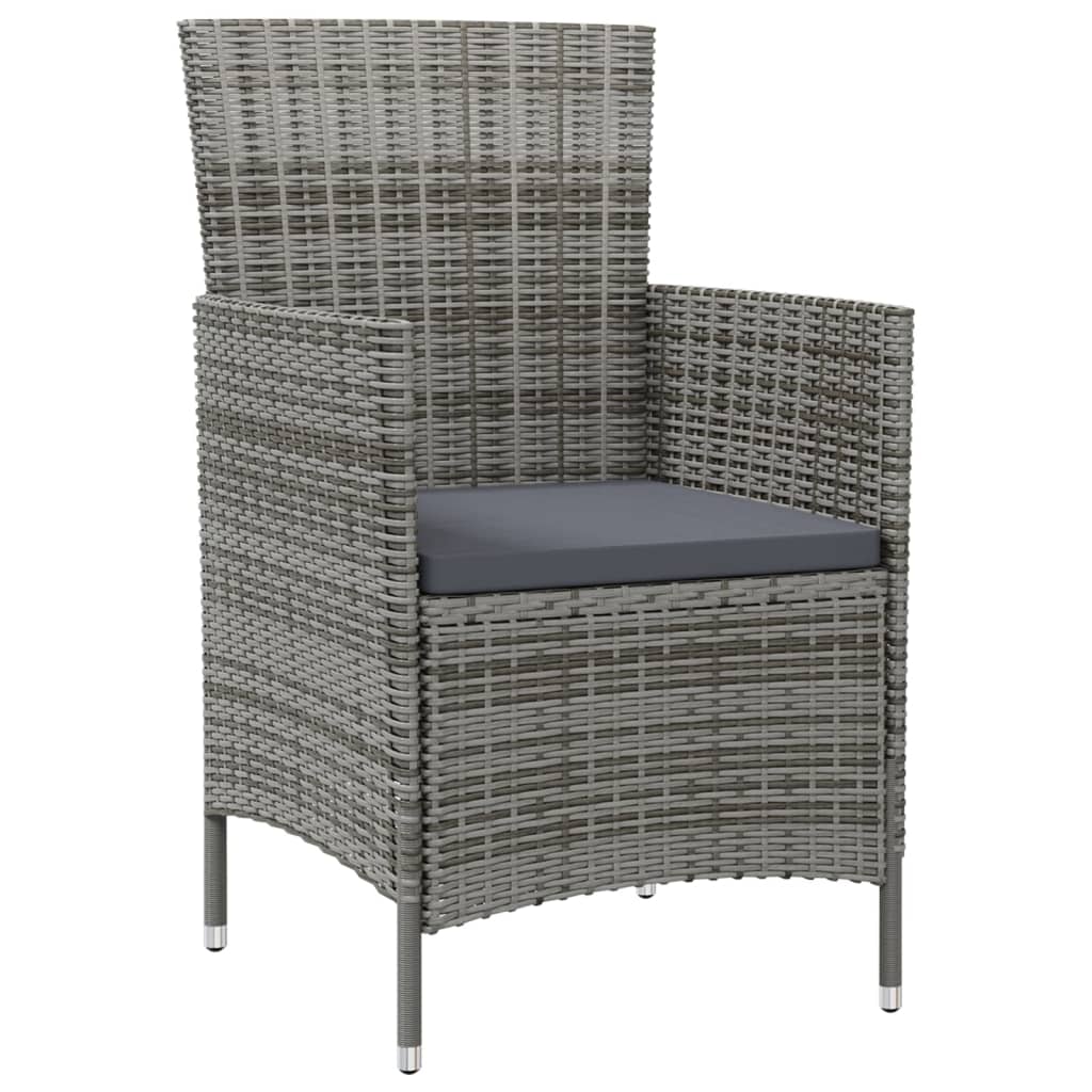 vidaXL Gartenstühle mit Kissen 2 Stk. Poly Rattan Grau