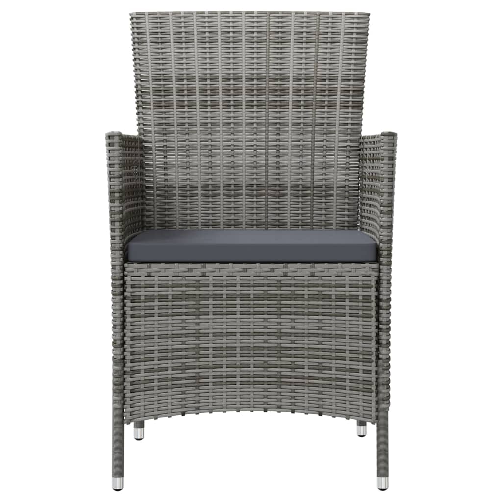 vidaXL Gartenstühle mit Kissen 2 Stk. Poly Rattan Grau