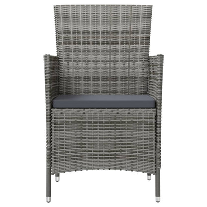 vidaXL Gartenstühle mit Kissen 2 Stk. Poly Rattan Grau