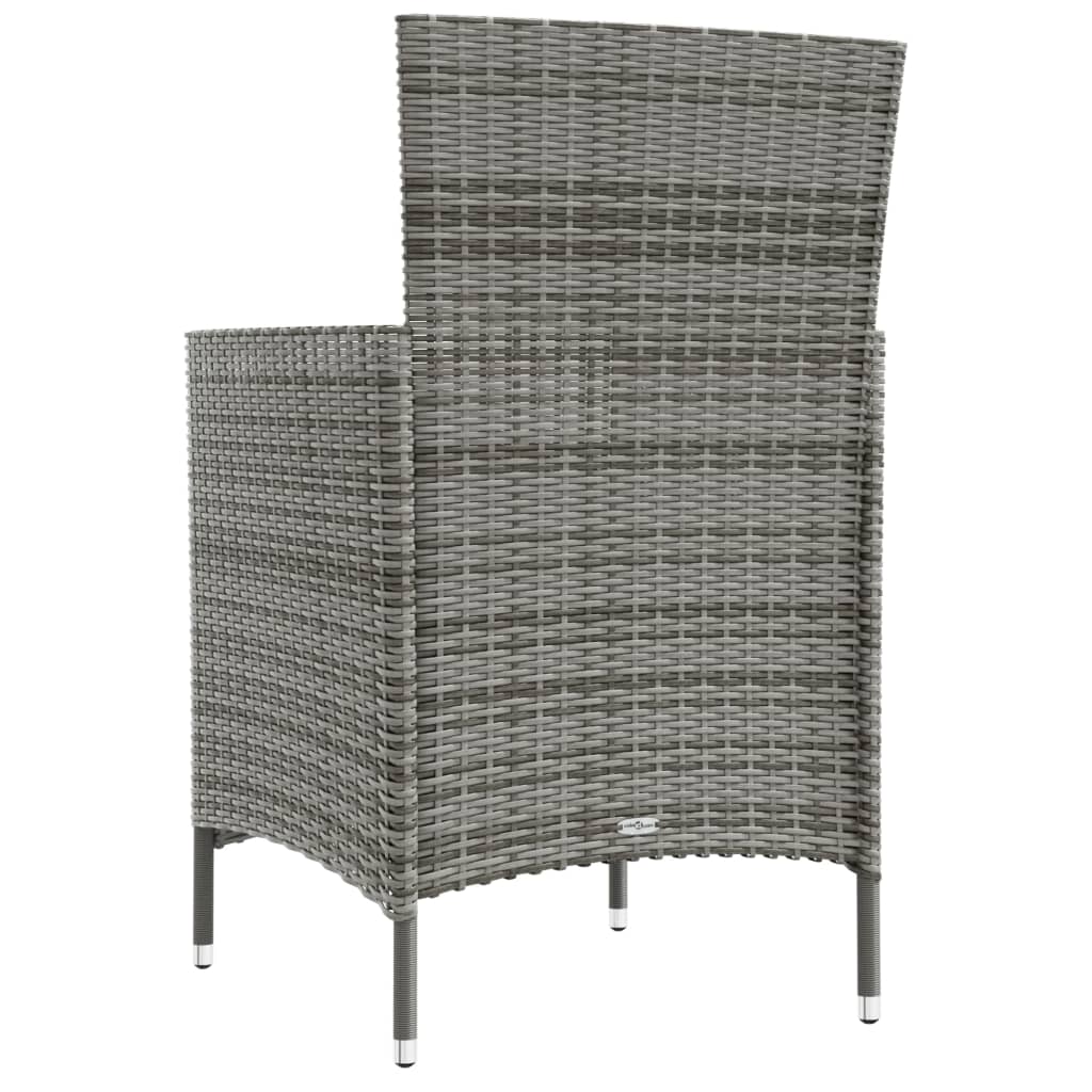 vidaXL Gartenstühle mit Kissen 2 Stk. Poly Rattan Grau