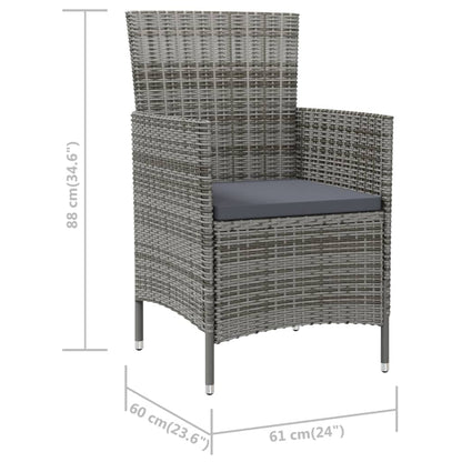 vidaXL Gartenstühle mit Kissen 2 Stk. Poly Rattan Grau