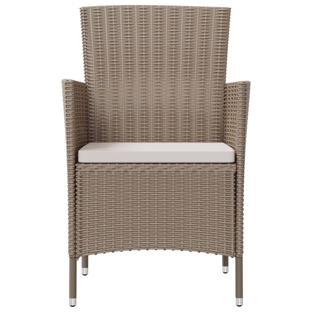 vidaXL Gartenstühle mit Kissen 2 Stk. Poly Rattan Beige