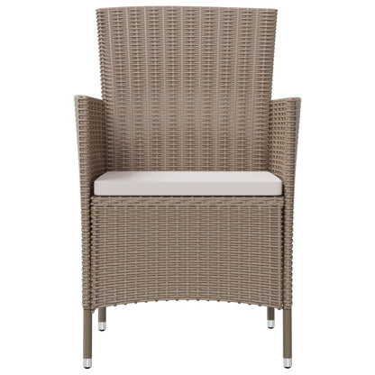 vidaXL Gartenstühle mit Kissen 2 Stk. Poly Rattan Beige