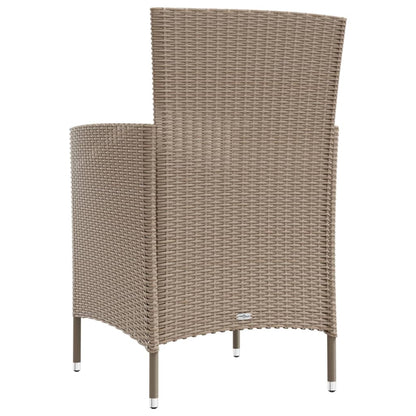 vidaXL Gartenstühle mit Kissen 2 Stk. Poly Rattan Beige