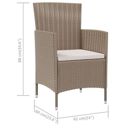 vidaXL Gartenstühle mit Kissen 2 Stk. Poly Rattan Beige