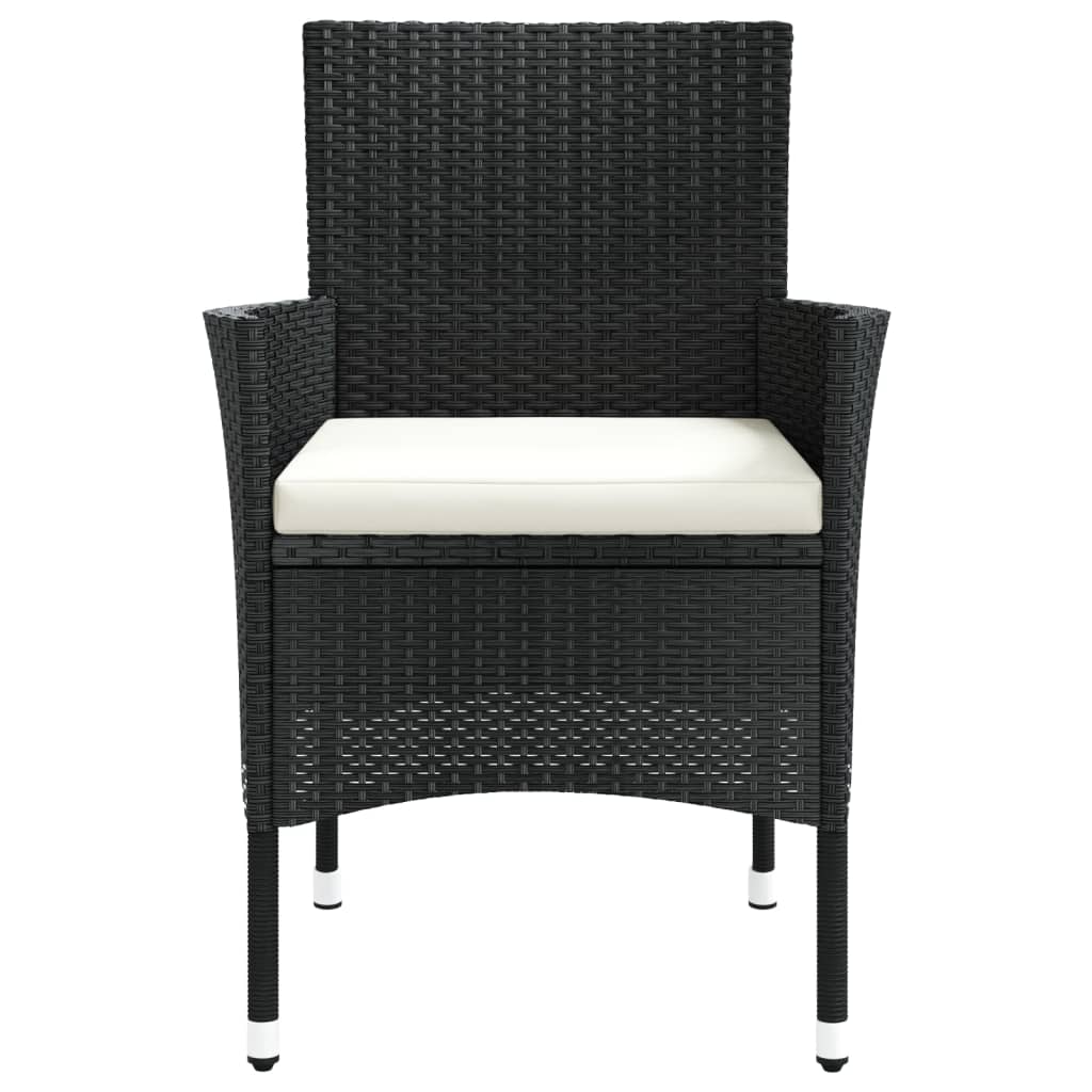 vidaXL Chaises de jardin avec coussins 4 pcs Résine tressée Noir