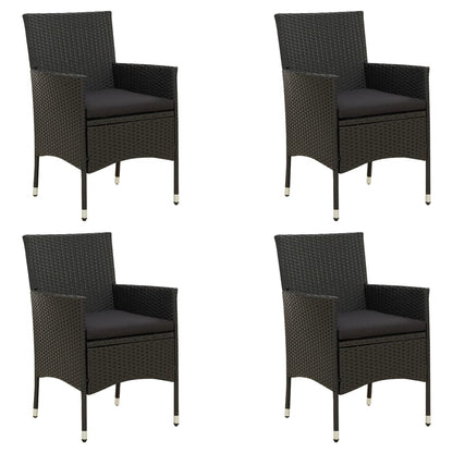 vidaXL Gartenstühle mit Kissen 4 Stk. Poly Rattan Schwarz
