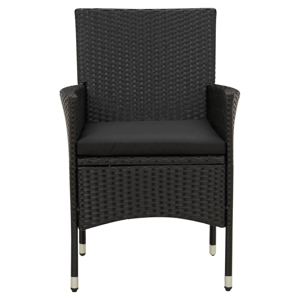 vidaXL Gartenstühle mit Kissen 4 Stk. Poly Rattan Schwarz