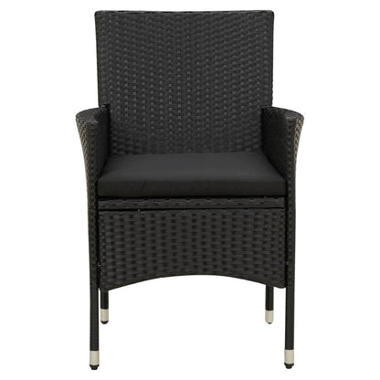 vidaXL Gartenstühle mit Kissen 4 Stk. Poly Rattan Schwarz