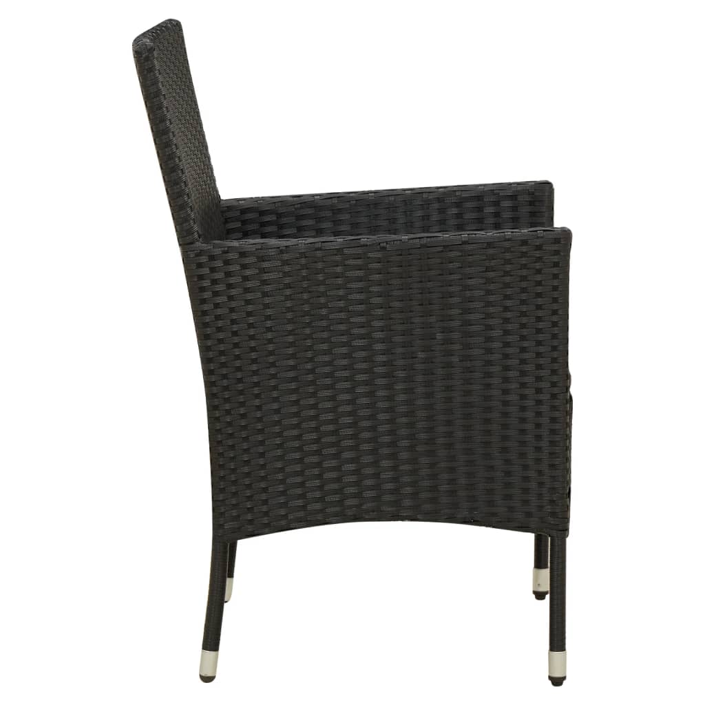 vidaXL Gartenstühle mit Kissen 4 Stk. Poly Rattan Schwarz