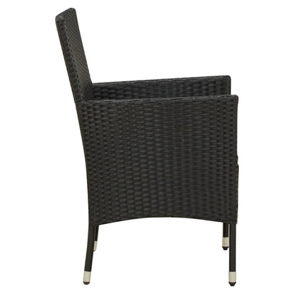 vidaXL Gartenstühle mit Kissen 4 Stk. Poly Rattan Schwarz