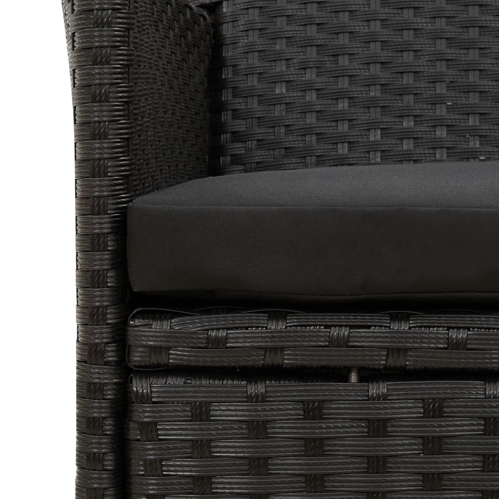 vidaXL Gartenstühle mit Kissen 4 Stk. Poly Rattan Schwarz