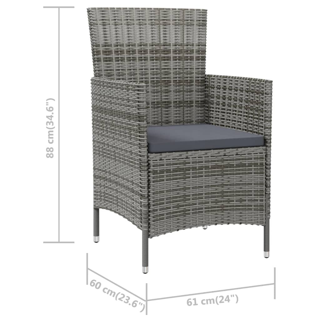 vidaXL Gartenstühle mit Kissen 4 Stk. Poly Rattan Grau
