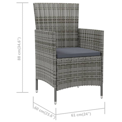 vidaXL Gartenstühle mit Kissen 4 Stk. Poly Rattan Grau