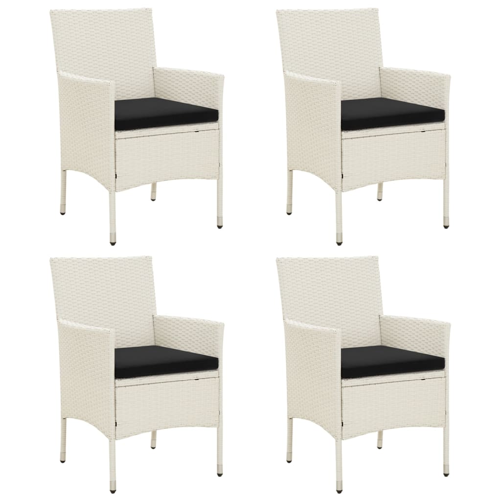 vidaXL Chaises de jardin avec coussins 4 pcs Résine tressée Blanc