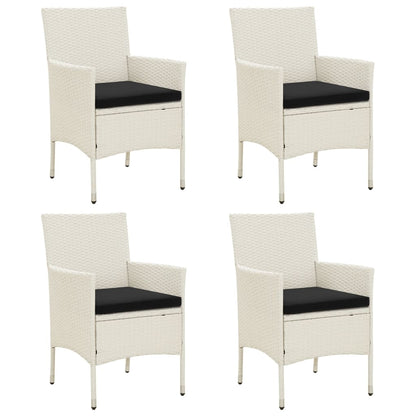 vidaXL Chaises de jardin avec coussins 4 pcs Résine tressée Blanc