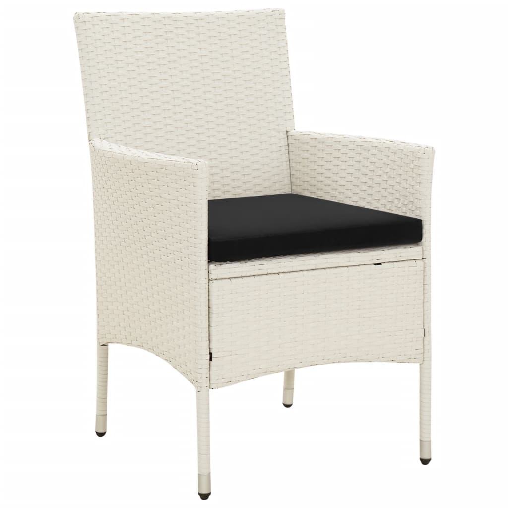 vidaXL Chaises de jardin avec coussins 4 pcs Résine tressée Blanc