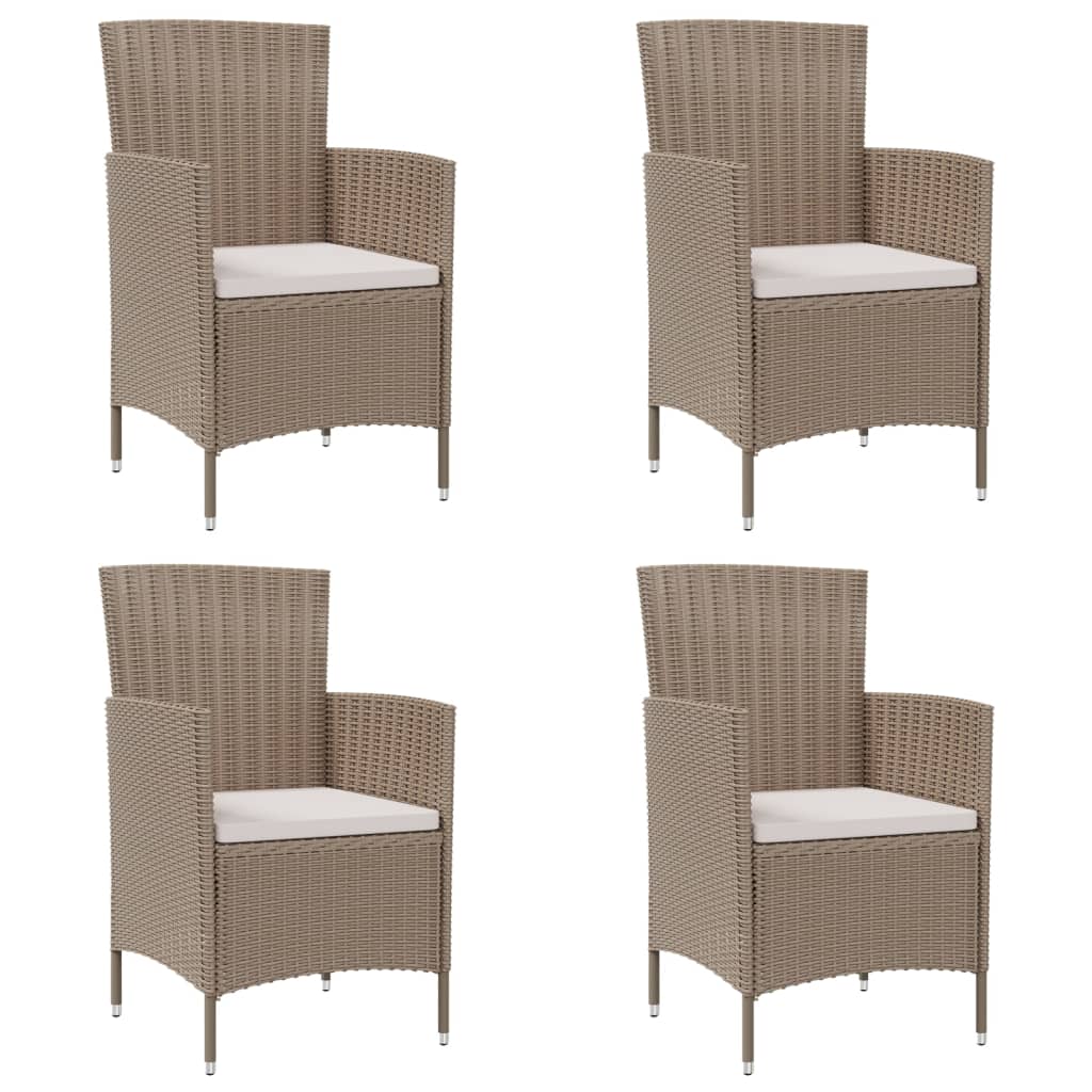 vidaXL Gartenstühle mit Kissen 4 Stk. Poly Rattan Beige