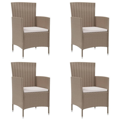 vidaXL Gartenstühle mit Kissen 4 Stk. Poly Rattan Beige