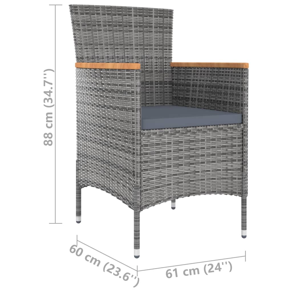 vidaXL Garten-Essstühle 4 Stk. Poly Rattan Grau