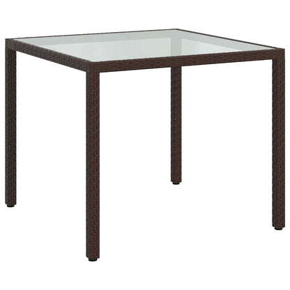 vidaXL Gartentisch 90x90x75 cm Gehärtetes Glas Poly Rattan Braun