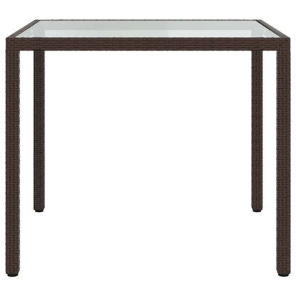 vidaXL Gartentisch 90x90x75 cm Gehärtetes Glas Poly Rattan Braun