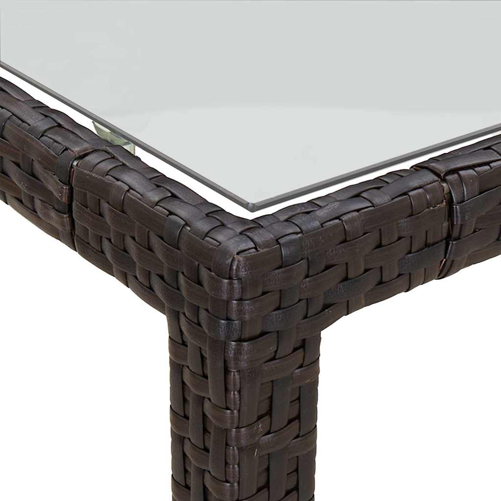 vidaXL Gartentisch 90x90x75 cm Gehärtetes Glas Poly Rattan Braun