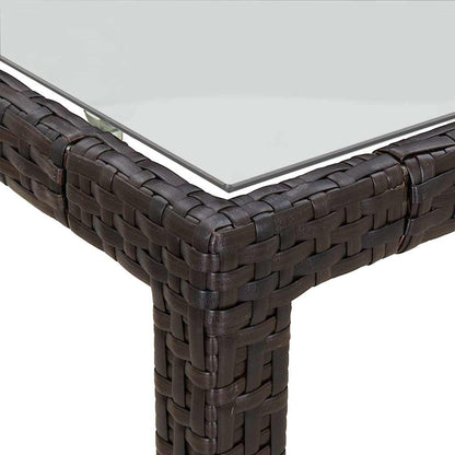 vidaXL Gartentisch 90x90x75 cm Gehärtetes Glas Poly Rattan Braun
