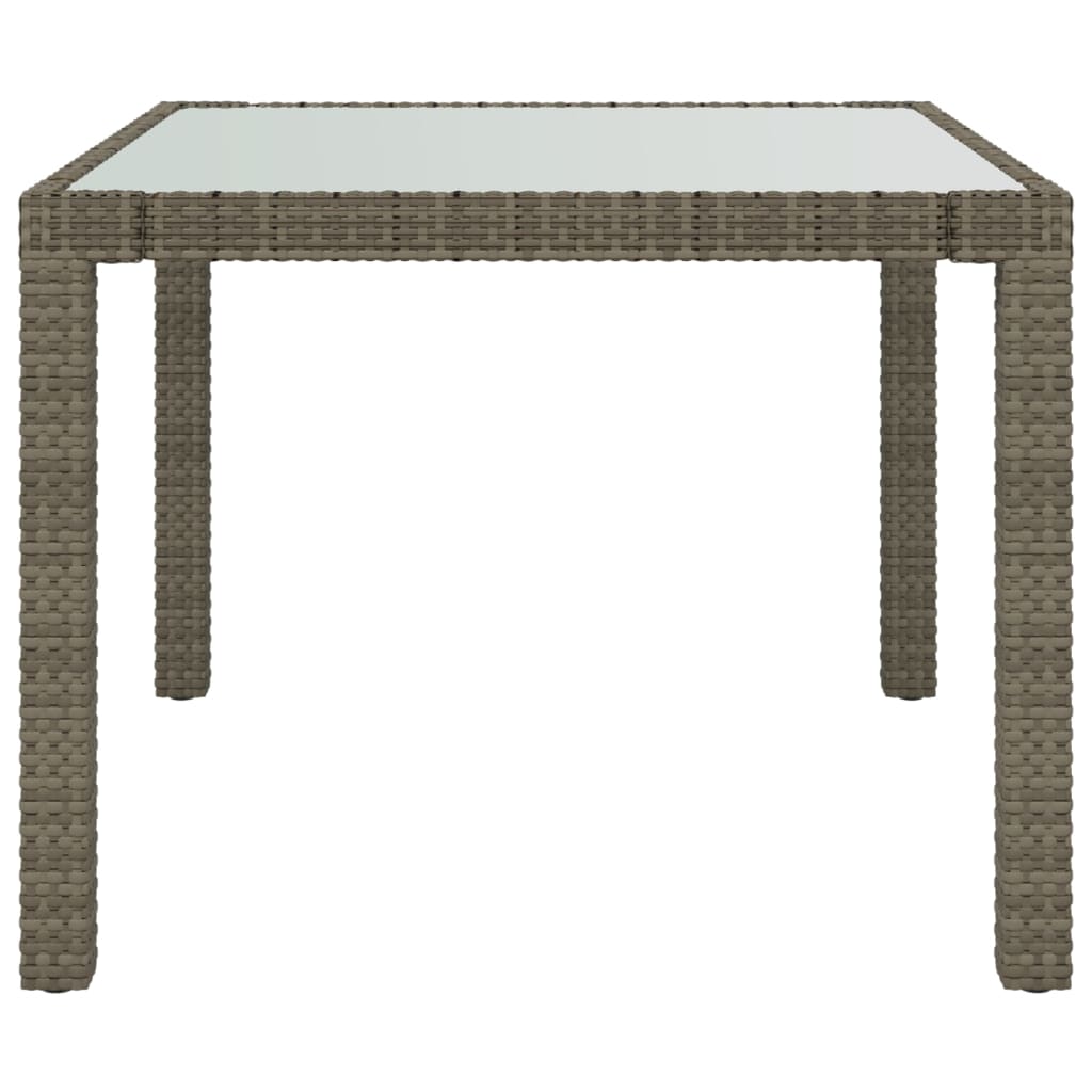 vidaXL Gartentisch 90x90x75 cm Gehärtetes Glas Poly Rattan Grau