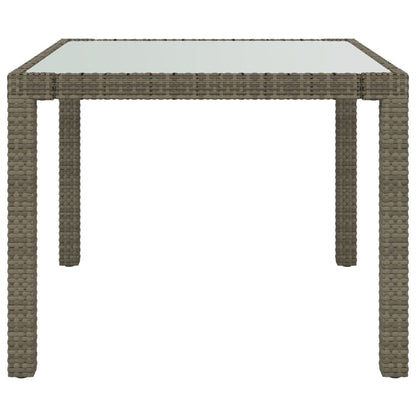 vidaXL Gartentisch 90x90x75 cm Gehärtetes Glas Poly Rattan Grau
