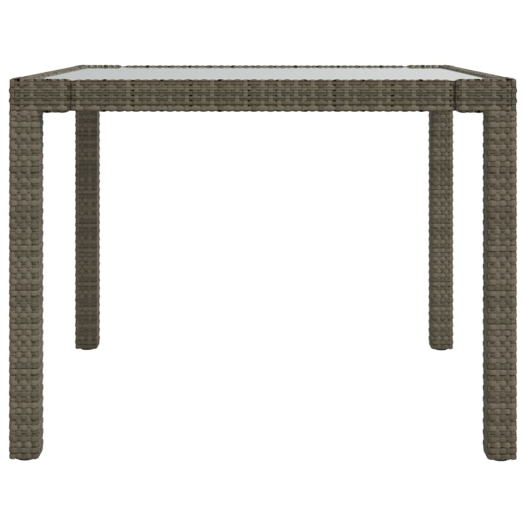 vidaXL Gartentisch 90x90x75 cm Gehärtetes Glas Poly Rattan Grau