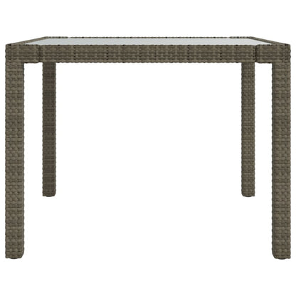 vidaXL Gartentisch 90x90x75 cm Gehärtetes Glas Poly Rattan Grau