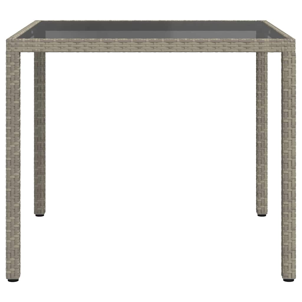 vidaXL Gartentisch 90x90x75 cm Gehärtetes Glas Poly Rattan Grau