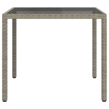 vidaXL Gartentisch 90x90x75 cm Gehärtetes Glas Poly Rattan Grau