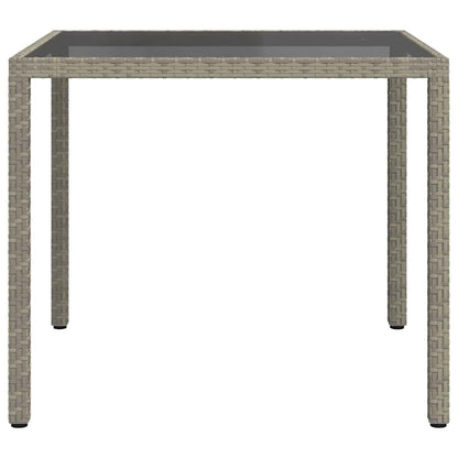 vidaXL Gartentisch 90x90x75 cm Gehärtetes Glas Poly Rattan Grau