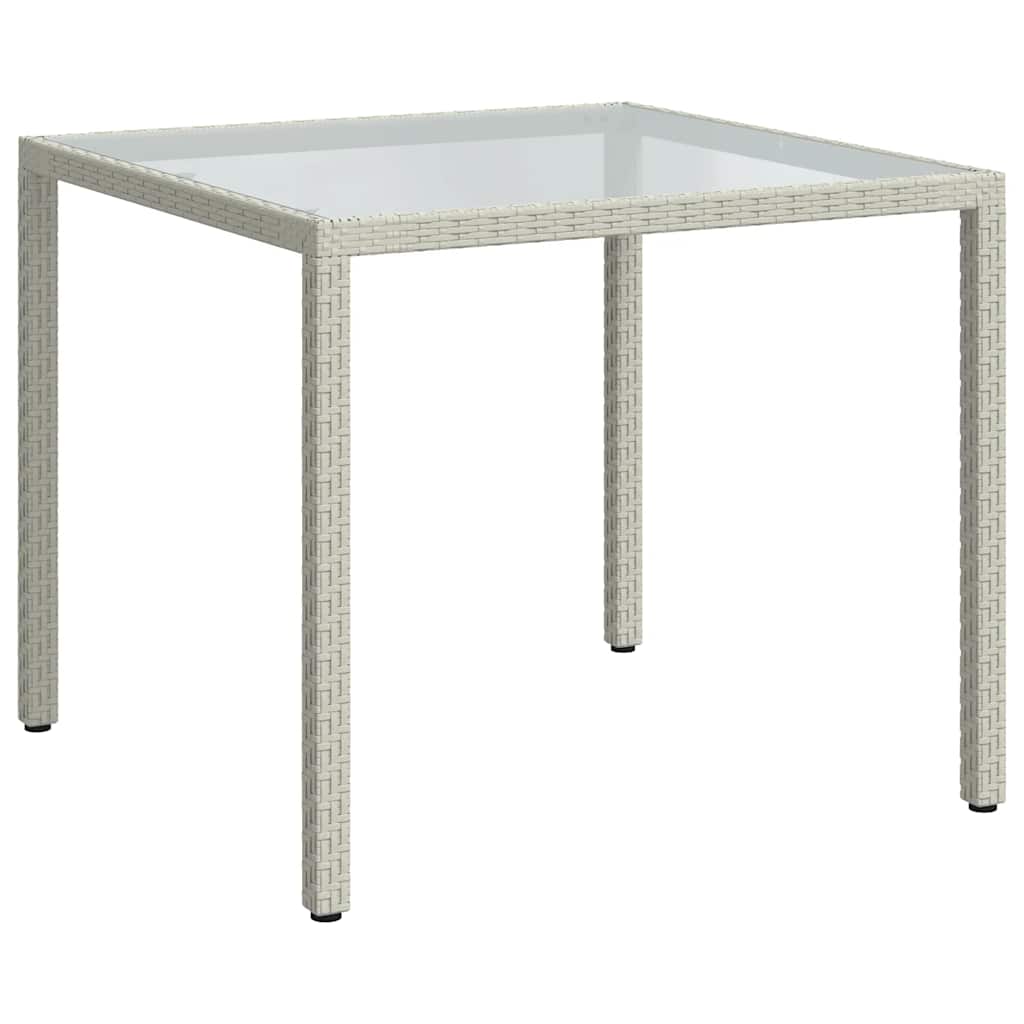 vidaXL Gartentisch 90x90x75 cm Gehärtetes Glas Poly Rattan Weiß