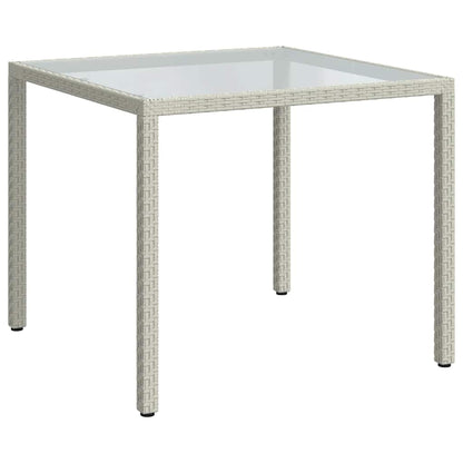vidaXL Gartentisch 90x90x75 cm Gehärtetes Glas Poly Rattan Weiß