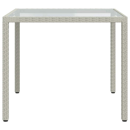 vidaXL Gartentisch 90x90x75 cm Gehärtetes Glas Poly Rattan Weiß