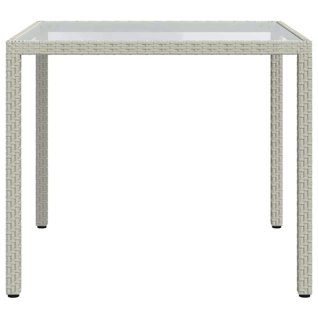 vidaXL Gartentisch 90x90x75 cm Gehärtetes Glas Poly Rattan Weiß