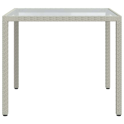 vidaXL Gartentisch 90x90x75 cm Gehärtetes Glas Poly Rattan Weiß