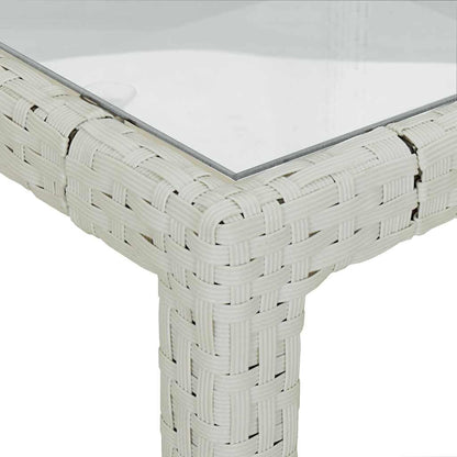 vidaXL Gartentisch 90x90x75 cm Gehärtetes Glas Poly Rattan Weiß