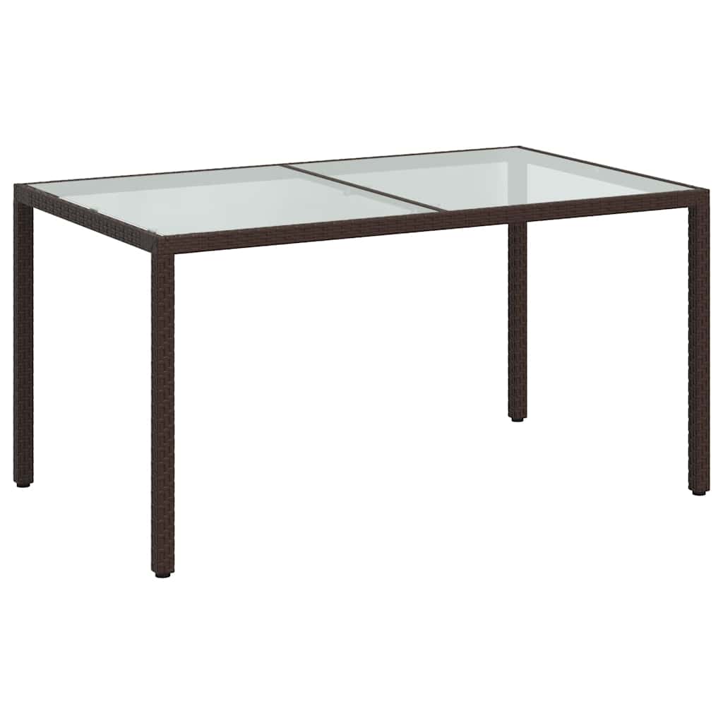 vidaXL Gartentisch 150x90x75 cm Gehärtetes Glas Poly Rattan Braun