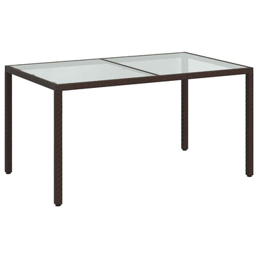 vidaXL Gartentisch 150x90x75 cm Gehärtetes Glas Poly Rattan Braun