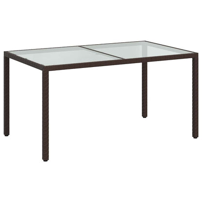 vidaXL Gartentisch 150x90x75 cm Gehärtetes Glas Poly Rattan Braun