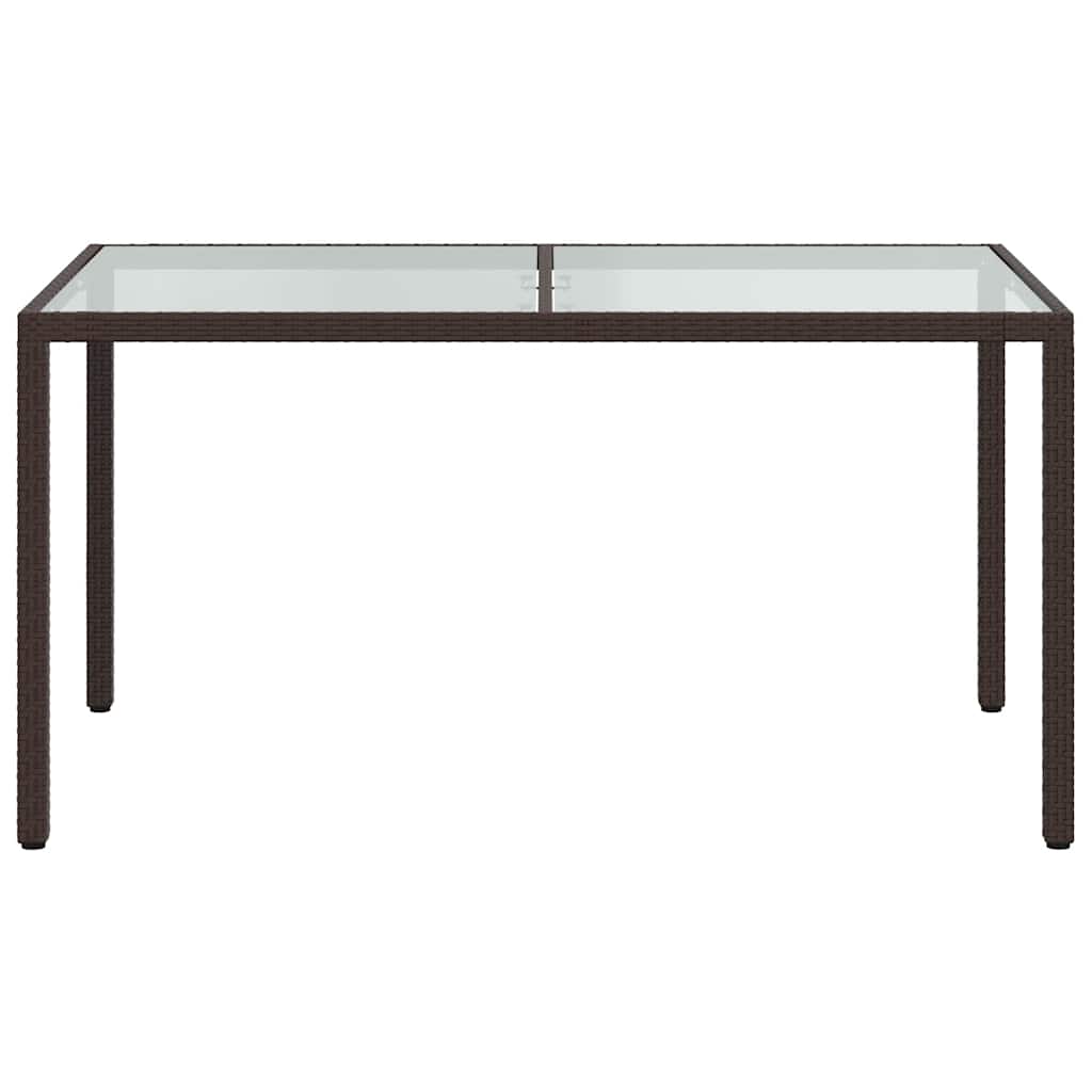 vidaXL Gartentisch 150x90x75 cm Gehärtetes Glas Poly Rattan Braun