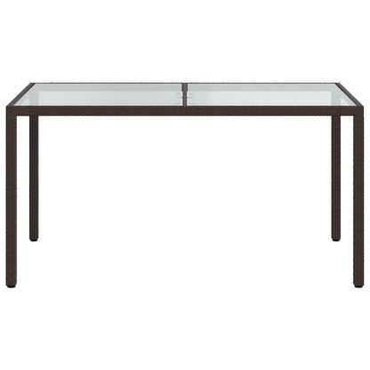 vidaXL Gartentisch 150x90x75 cm Gehärtetes Glas Poly Rattan Braun