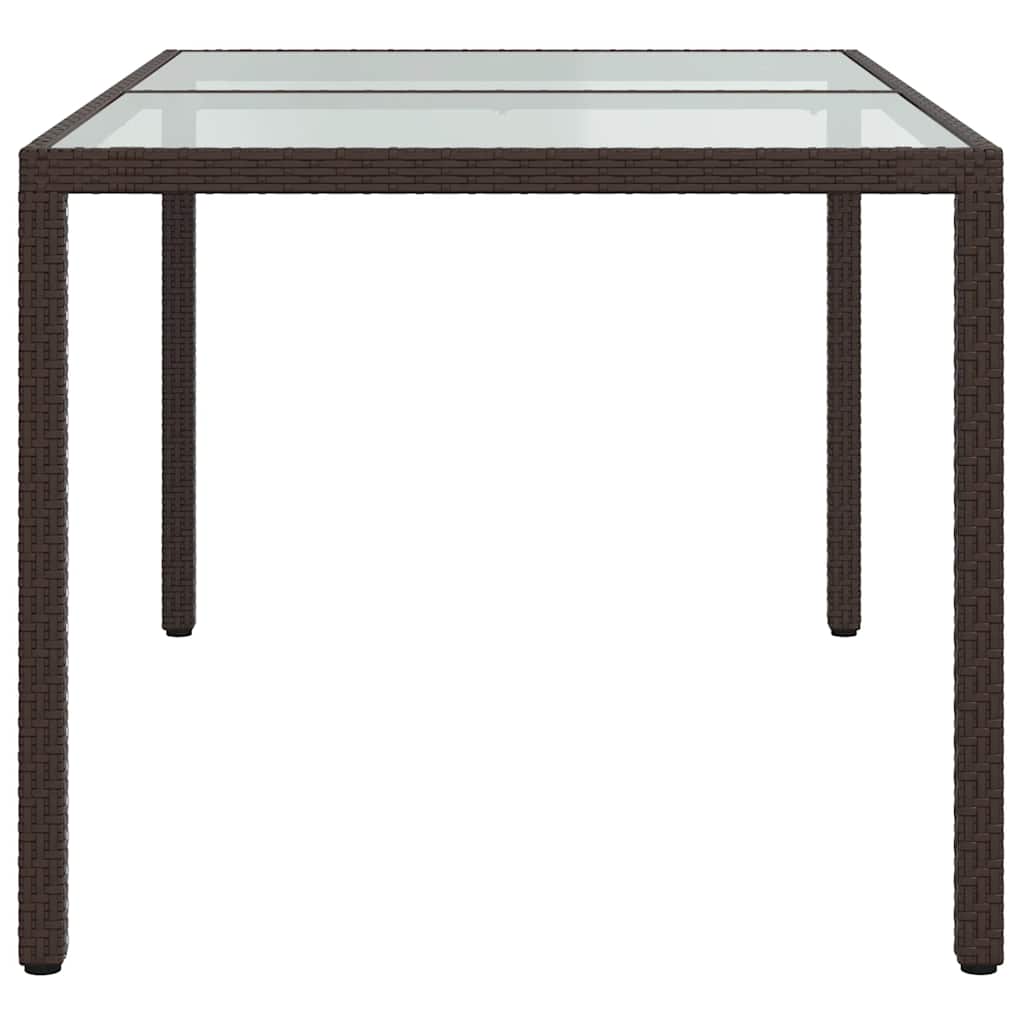 vidaXL Gartentisch 150x90x75 cm Gehärtetes Glas Poly Rattan Braun