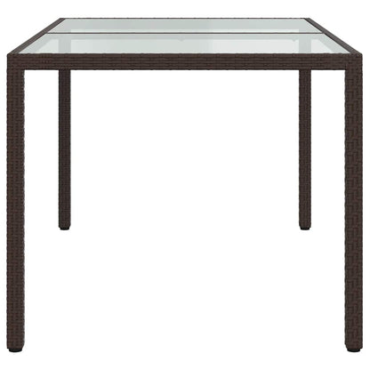 vidaXL Gartentisch 150x90x75 cm Gehärtetes Glas Poly Rattan Braun
