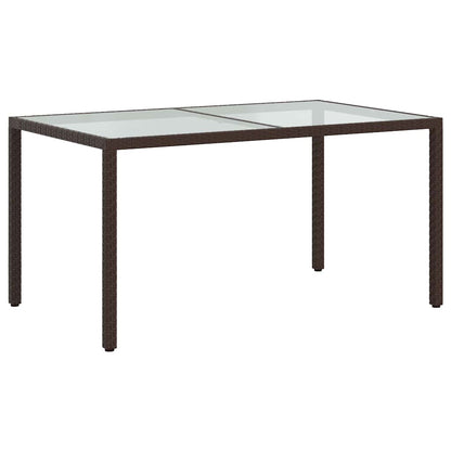 vidaXL Gartentisch 150x90x75 cm Gehärtetes Glas Poly Rattan Braun
